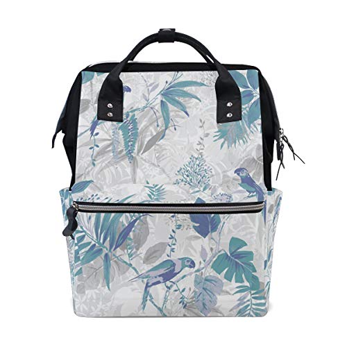 FAJRO Easy Tropic Haze Blue Leaf PatternTravel zaino tela borsa borsa scuola zaino