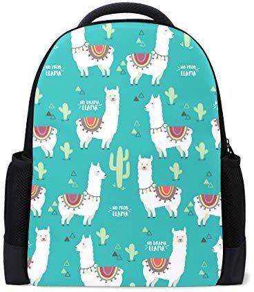 Wamika Verde Cactus Llamas Viaggio Laptop Zaino Scuola Libro Borsa Alpaca Succulente Causale Daypack Outdoor Business Escursionismo Zaini Campeggio Borse A Spalla Per Studenti Donne Uomini