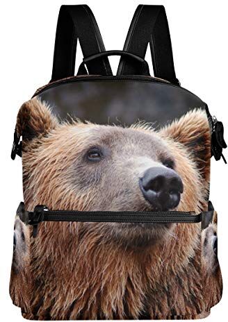 MONTOJ Animal Brown Bear Borsa da viaggio in pelle Campus zaino