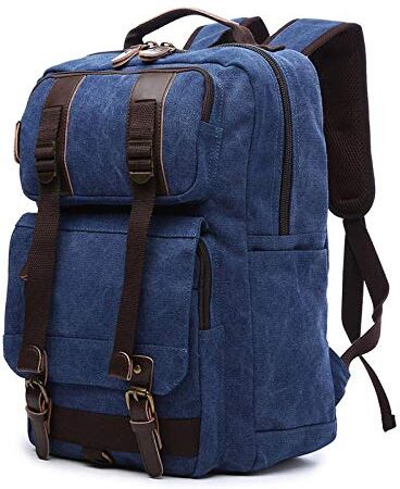 dinitianer Zaino di tela zaino da uomo tendenza borsa di tela borsa casual femminile borsa da viaggio terremoto carico blu scuro negativo