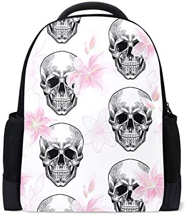 Fender Zucchero Teschio Fiore Giglio Viaggio Zaino Scuola Libro Borsa Rosa Fiore Scheletro Causale Daypack Outdoor Business Escursionismo Zaini Campeggio Borse A Spalla Per Studenti Donne Uomini