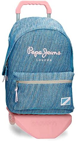 Pepe Jeans Lena Zaino Scuola con Trolley Blu 31x42x17,5 cm Poliestere