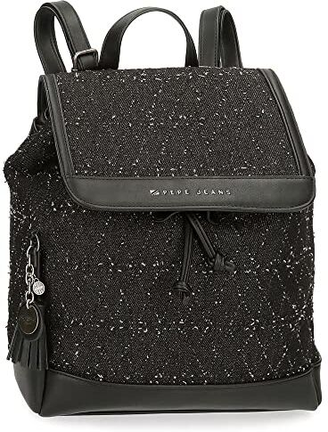 Pepe Jeans Daila Zaino Casual Nero 26x29x10 cm Cotone, Poliestere e PU., Nero, Zaino Casual