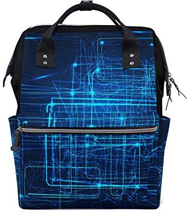 MONTOJ Blu High Tech Light Pattern canvas Borsa da viaggio Campus Zaino