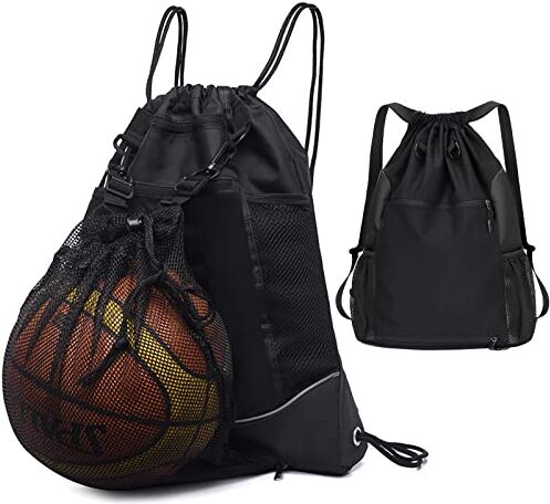 Runup Zaino da Calcio, Sacca Sportiva, Zaino multifunzionale con borsa a sfera in rete, pallacanestro da calcio, pallavolo, palla da rugby, borsa da trasporto con coulisse, per bambini e ragazzi