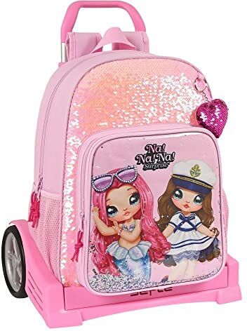 safta , Zaino 180 con carrello Evolution Nanana Sparkles 33X42X14cm Unisex-Bambini e ragazzi, multicolore, Estándar