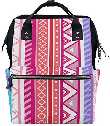 FANTAZIO Mummy Bag Zaino Rosa Aztec Geometrico Modello Borsa Scuola