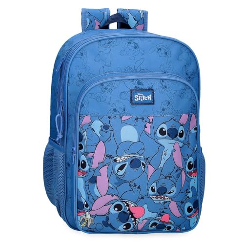 Disney Joumma  Happy Stitch Zaino Scuola Blu 30x40x13 cm Poliestere 15,6L, blu, Zaino scuola