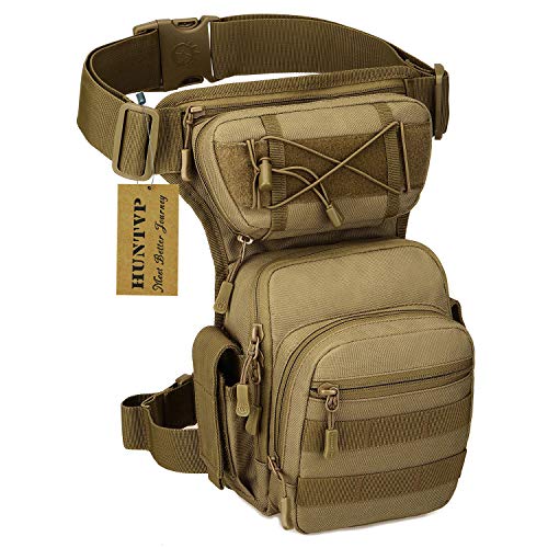 HUNTVP ® Marsupio Cosciale Tattico Militare Borsa Gamba Moto Molle Impermeabile per Campeggio Escursionismo Ciclismo Viaggio Trekking Sport,Tipo 2 Marrone