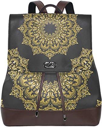 FANTAZIO Zaini Oro Fiore Scuola Borsa in pelle Daypack