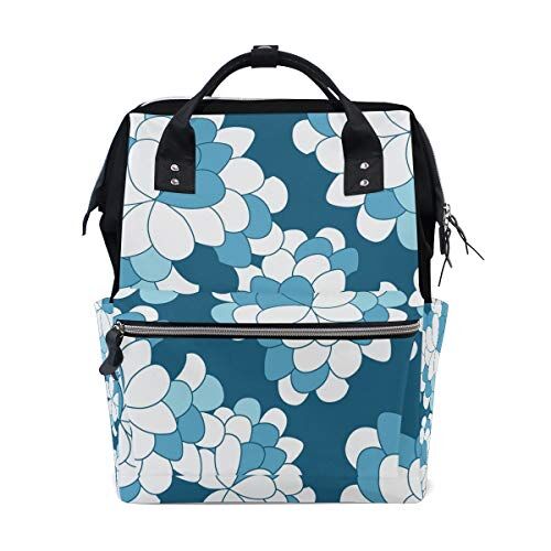 FAJRO Noble White And Blue FlowersTravel zaino tela Borsa da scuola pack