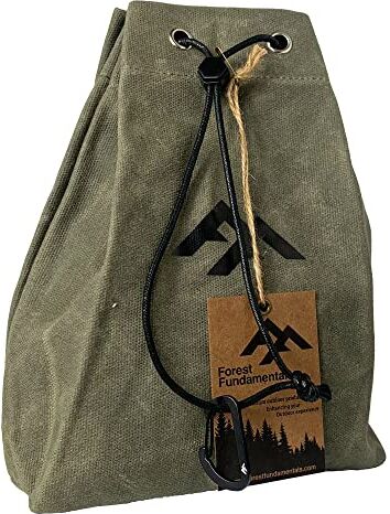 Forest Fundamentals ™ Artisan Tinder Pouch   Fatto a mano Bushcraft, campeggio, escursionismo e foraggiamento Possibles Pouch   Tela di cotone cerato impermeabile   Borsa con coulisse in cotone   Fatto