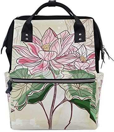 FANTAZIO Mummia Bag Zaino Ibisco Fiori E Ninfee Borsa Scuola