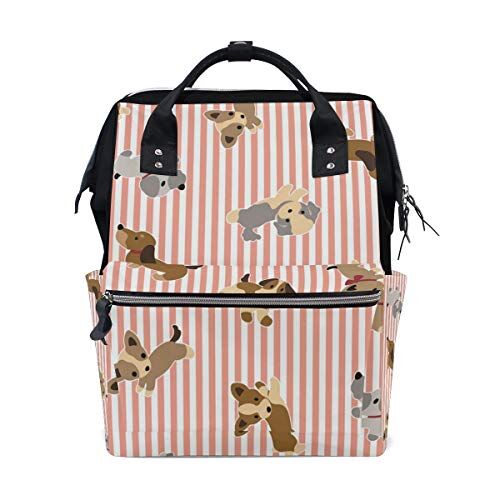 FAJRO Puppies Red Stripe BackgroundTravel zaino tela Borsa da scuola pack