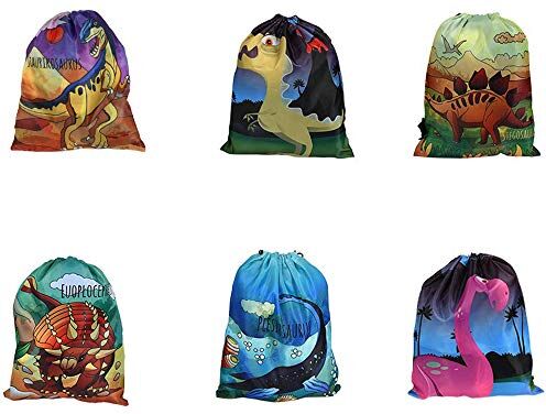 Integrity.1 Borsa da Coulisse Sacca da Palestra, Dinosaur Party Borse,Favore Borse Gift Goodie Borse per Bambini Giurassico World Party, per Borsa per Feste di Compleanno per Bambini