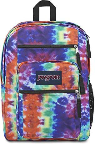 JANSPORT Big Student, Zaino grande, 49 L, 43 x 33 x 25 cm, 15in laptop compartment, Red/Multi Hippie Days