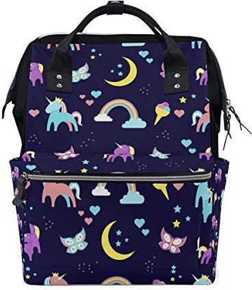 FANTAZIO Mummia Bag Zaino Unicorno E Arcobaleno Modello Scuola Bag