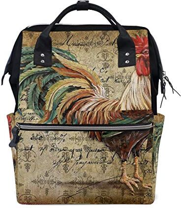 FANTAZIO Mummia Bag Zaino Gallo Animale Modello Borsa Scuola