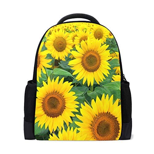 Fender Blooming Campo Girasoli Viaggio Zaino Portatile Scuola Libro Borsa Verde Foglie Petali Bellyful Causale Daypack Outdoor Business Escursionismo Zaini Campeggio Borse A Spalla Per Donne Uomini