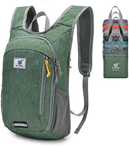 SKYSPER Zaino Leggero Pieghevole 10L, Zainetto Richiudibile Zaino Hiking Salvaspazio per Trekking Viaggi Brevi Escursioni Ciclismo