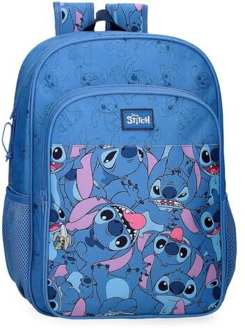 Disney Joumma  Happy Stitch Zaino Scuola Adattabile a Carrello Blu 30 x 40 x 12 cm Poliestere 15,6 L, blu, Zaino scuola adattabile a carrello