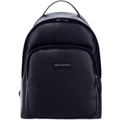 Armani A X Men's Thiago, rubberized logo patch, front pocket, Backpack, Black Medium size Armani A X Men's Thiago, rubberized logo patch, front pocket, Backpack, Black Medium size
