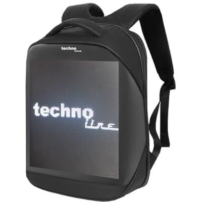 techno line Zaino a LED, zaino per laptop, zaino pubblicitario, personalizzato, scritta, animazione, immagini, trasferimento dati tramite bluethooth, controllo tramite app (gratuito), Nero, 312 x 420 techno line Zaino a LED, zaino per laptop, zaino pubblicitario, personalizzato, scritta, animazione, immagini, trasferimento dati tramite bluethooth, controllo tramite app (gratuito), Nero, 312 x 420