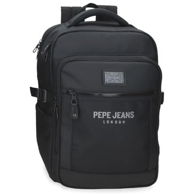 Pepe Jeans Durham Zaino Doppio Scomparto Adattabile 15" inches Nero 28x40x16 cm Poliestere 17.92L di Joumma Bags Pepe Jeans Durham Zaino Doppio Scomparto Adattabile 15" inches Nero 28x40x16 cm Poliestere 17.92L di Joumma Bags