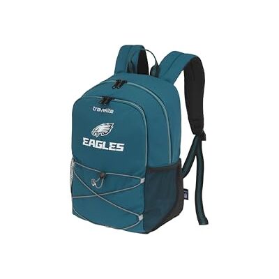 travelite NFL Zaino Philadelphia Eagles, zaino sportivo in nylon resistente con scomparto laptop imbottito 13 pollici, aggancio al trolley e schienale imbottito travelite NFL Zaino Philadelphia Eagles, zaino sportivo in nylon resistente con scomparto laptop imbottito 13 pollici, aggancio al trolley e schienale imbottito