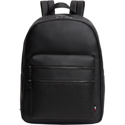 Tommy Hilfiger Uomo Zaino Woven con Tasca Esterna, Nero (Black), Taglia Unica Tommy Hilfiger Uomo Zaino Woven con Tasca Esterna, Nero (Black), Taglia Unica