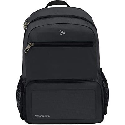 Travelon , Zaino antifurto sportivo pieghevole, nero, Taglia unica Travelon , Zaino antifurto sportivo pieghevole, nero, Taglia unica