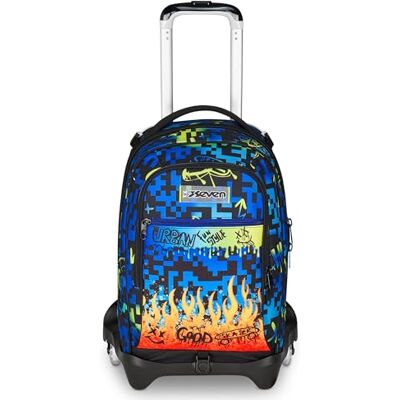 Seven Trolley Jack, Zaino Scuola Elementare Bambino 3 ruote, Zaino Sganciabile, Doppio Uso, Spallacci a Scomparsa, blu Seven Trolley Jack, Zaino Scuola Elementare Bambino 3 ruote, Zaino Sganciabile, Doppio Uso, Spallacci a Scomparsa, blu
