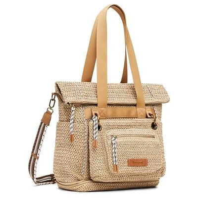 Desigual borsa a tracolla zaino Raffia Voyager Backpack Natural beige Desigual borsa a tracolla zaino Raffia Voyager Backpack Natural beige
