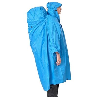 LOWLAND OUTDOOR Zainetto poncho, colore: blu, Poncho impermeabile a zaino., Blu, XL LOWLAND OUTDOOR Zainetto poncho, colore: blu, Poncho impermeabile a zaino., Blu, XL
