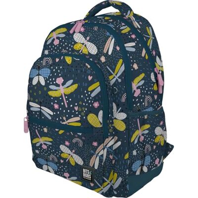 Grafoplás Zaino scuola ergonomico, 33x46x22,5cm, schienale e manici imbottiti, 3 scomparti, zona speciale portatile, adattabile al carrello, modello Rubber, design Dragon Fly, collezione Bits&Bobs Grafoplás Zaino scuola ergonomico, 33x46x22,5cm, schienale e manici imbottiti, 3 scomparti, zona speciale portatile, adattabile al carrello, modello Rubber, design Dragon Fly, collezione Bits&Bobs