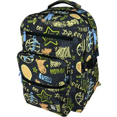 Grafoplás Zaino scuola grande, 32 x 46 x 24 cm, 31 litri, zona imbottita per laptop, modello Bigpack, design Streetball, Bits&Bobs Pop Up Design, massima ergonomia, blu, XL, Scuola Grafoplás Zaino scuola grande, 32 x 46 x 24 cm, 31 litri, zona imbottita per laptop, modello Bigpack, design Streetball, Bits&Bobs Pop Up Design, massima ergonomia, blu, XL, Scuola