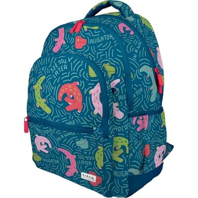 Grafoplás Zaino scolastico a tre scomparti, 33 x 46 x 22,5 cm, 30 litri, zona imbottita per portatile, modello Rubber, design Alligator, Elena Corredoira, adattabile al carrello, perfetto per Grafoplás Zaino scolastico a tre scomparti, 33 x 46 x 22,5 cm, 30 litri, zona imbottita per portatile, modello Rubber, design Alligator, Elena Corredoira, adattabile al carrello, perfetto per