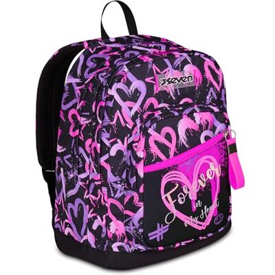 Seven Zaino New Fit, Doppio Scomparto, Tasca Porta Borraccia, Scuola e Tempo Libero, Lovely Elements, Bambine e Ragazze, rosa/viola Seven Zaino New Fit, Doppio Scomparto, Tasca Porta Borraccia, Scuola e Tempo Libero, Lovely Elements, Bambine e Ragazze, rosa/viola