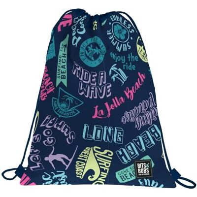 Grafoplás Zaino sacco con corde, 36 x 47 cm, tasca esterna con cerniere, Beach, Bits&Bobs Pop Up Design, perfetto per extra scuola, blu, 36x47cm, Scuola Grafoplás Zaino sacco con corde, 36 x 47 cm, tasca esterna con cerniere, Beach, Bits&Bobs Pop Up Design, perfetto per extra scuola, blu, 36x47cm, Scuola