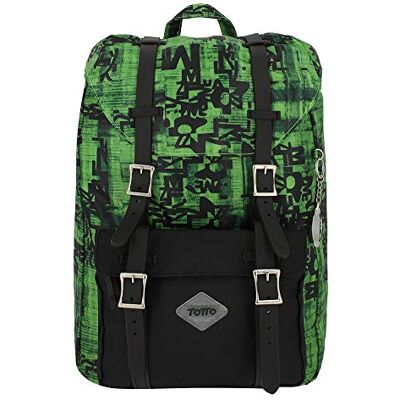 Totto Zaino per Ragazzi, Modello Badra, Capacità 16 Litri, Zaino per Laptop da 15 pollici, 2 Scomparti, Tasca Principale con Chiusura a Coulisse Regolabile, Stampa Verde e Nera Totto Zaino per Ragazzi, Modello Badra, Capacità 16 Litri, Zaino per Laptop da 15 pollici, 2 Scomparti, Tasca Principale con Chiusura a Coulisse Regolabile, Stampa Verde e Nera