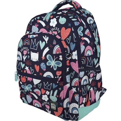 Grafoplás Zaino scuola ergonomico, 33x46x22,5cm, schienale e manici imbottiti, 3 scomparti, zona speciale portatile, adattabile al carrello, modello Rubber, design Princess, collezione Bits&Bobs Grafoplás Zaino scuola ergonomico, 33x46x22,5cm, schienale e manici imbottiti, 3 scomparti, zona speciale portatile, adattabile al carrello, modello Rubber, design Princess, collezione Bits&Bobs