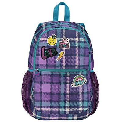 Totto Zaino Scuola Grande, Modello Patchly, Grande Capacità, 3 Scomparti, 2 Tasche Borraccia, Cinghie a S per un Maggiore Comfort, Resistente e Durevole, Stampa Scozzese Viola Totto Zaino Scuola Grande, Modello Patchly, Grande Capacità, 3 Scomparti, 2 Tasche Borraccia, Cinghie a S per un Maggiore Comfort, Resistente e Durevole, Stampa Scozzese Viola