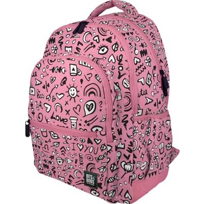 Grafoplás Zaino scuola ergonomico, 33 x 46 x 22,5 cm, schienale e manici imbottiti, 3 scomparti, zona speciale portatile, adattabile al carrello, modello Rubber, design I Love You, collezione Bits Grafoplás Zaino scuola ergonomico, 33 x 46 x 22,5 cm, schienale e manici imbottiti, 3 scomparti, zona speciale portatile, adattabile al carrello, modello Rubber, design I Love You, collezione Bits