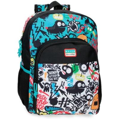 MOVOM Monsters Zaino Scolastico Nero 30x40x13 cm Poliestere 15,6L MOVOM Monsters Zaino Scolastico Nero 30x40x13 cm Poliestere 15,6L