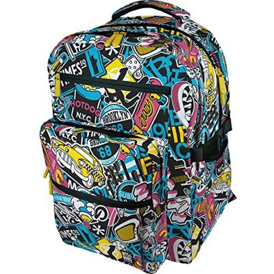 Grafoplás Zaino scolastico grande 32 x 46 x 24 cm Zona imbottita per computer portatile Modello Bigpack Design New York Bits&Bobs Pop Up Design, Blu, XL, Scuola Grafoplás Zaino scolastico grande 32 x 46 x 24 cm Zona imbottita per computer portatile Modello Bigpack Design New York Bits&Bobs Pop Up Design, Blu, XL, Scuola