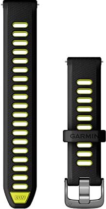 Garmin Cinturino Originale, 18mm, Sgancio rapido, Silicone, Black & Amp Yellow (stile Forerunner 265S)