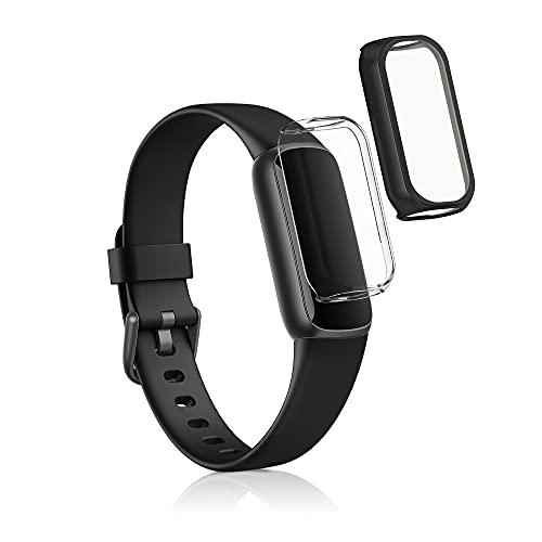 kwmobile Set 2X Custodia Smartwatch Compatibile con Fitbit Luxe Cover Case Silicone Protezione Orologio Fitness Nero/Trasparente