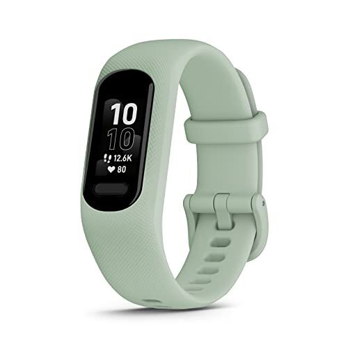 Garmin vívosmart 5, Smartband, Activity Tracker, Cardio, SpO2, GPS Smartphone, Passi, Calorie, Stress, 15 Sport, Rilevamento Incidenti, Display OLED, Notifiche (Mint, 217 mm)