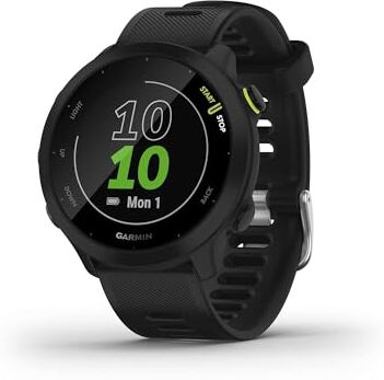 Garmin Forerunner 55 Smartwatch running con GPS, Cardio, Piani di allenamento inclusi, VO2max, Allenamenti personalizzati,  Connect IQ, Nero, 1.04 Pollici