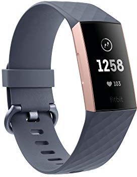 Fitbit Charge 3 Advanced Fitness Tracker with Heart Rate, Swim Tracking & 7 Day Battery Rose-Gold/Grey, One Size